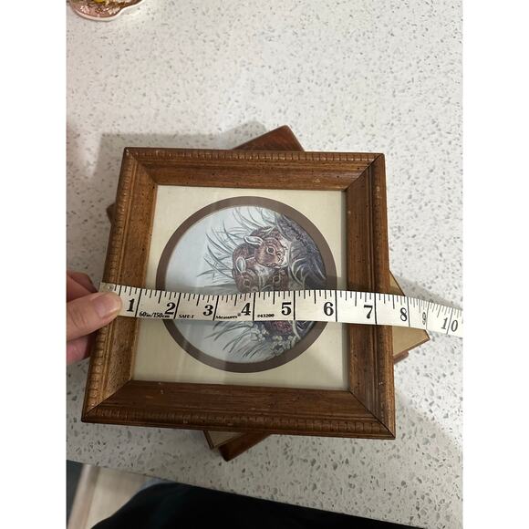 Vintage Pair Of Kay Shannon Bunny Rabbit Litho Pictures Wall Hangings Wood Frame - Picture 5 of 10